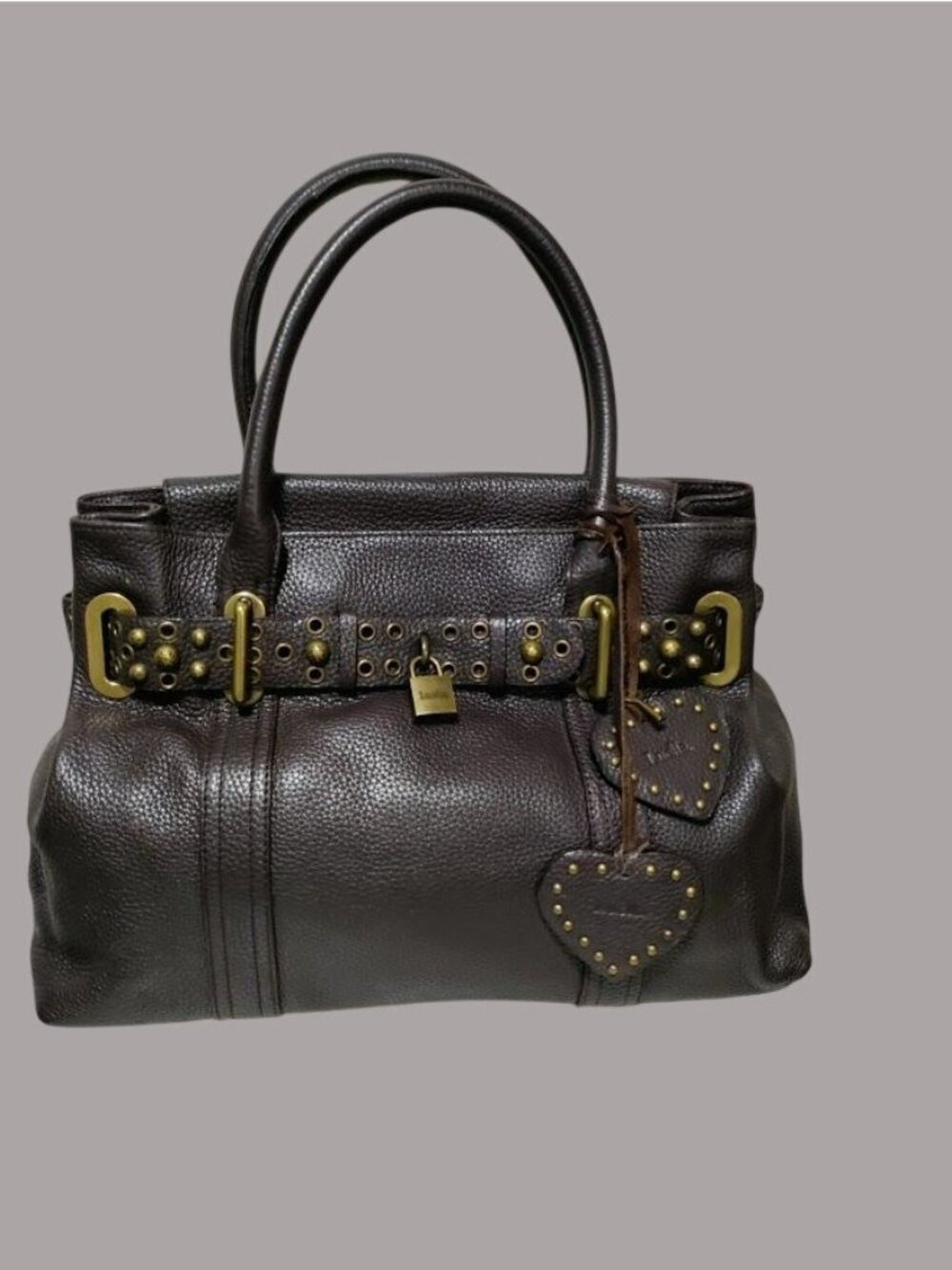 Luella Brown Pebbled Leather Satchel Tote Bag - Picture 4 of 14
